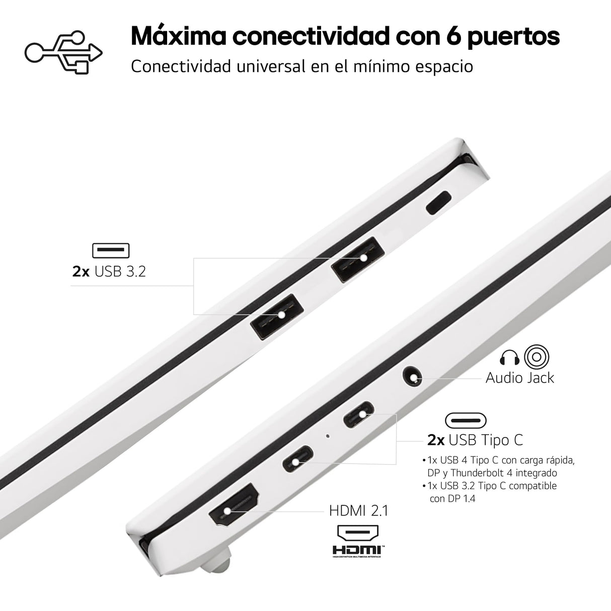 LG gram 15Z90S-G.AD87B - Portátil Ultraligero de 39.6 cm (15.6"), Panel IPS, Intel Core Ultra 7, 32 GB RAM, 1TB SSD, 1290 g, batería hasta 23 h, W11 Home, Blanco, Teclado QWERTY Español
