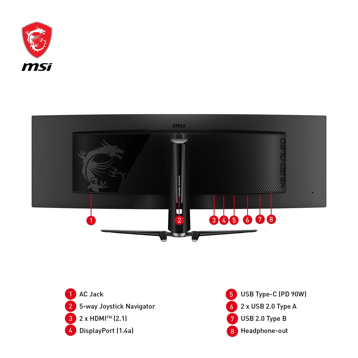 MSI MPG 491CQPA QD-OLED Monitor Curvo de 49 Pulgadas DQHD Gaming - 1800R, 5120 x 1440 Quantum Dot OLED Panel, 240Hz/0.03ms, 99% DCI-P3, ΔE ≤2,DisplayHDR True Black 400, KVM - DP 1.4a, HDMI 2.1