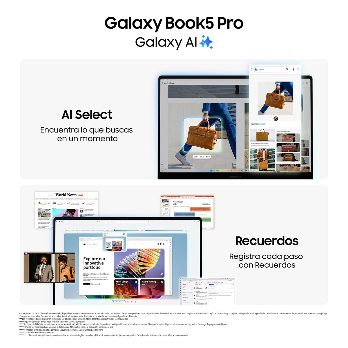 Samsung Galaxy Book5 Pro, Ordenador Portátil IA 14", Procesador Intel Core Ultra 5, 16GB RAM, Almacenamiento 1TB, Windows 11 Home, Gris, Teclado QWERTY Español
