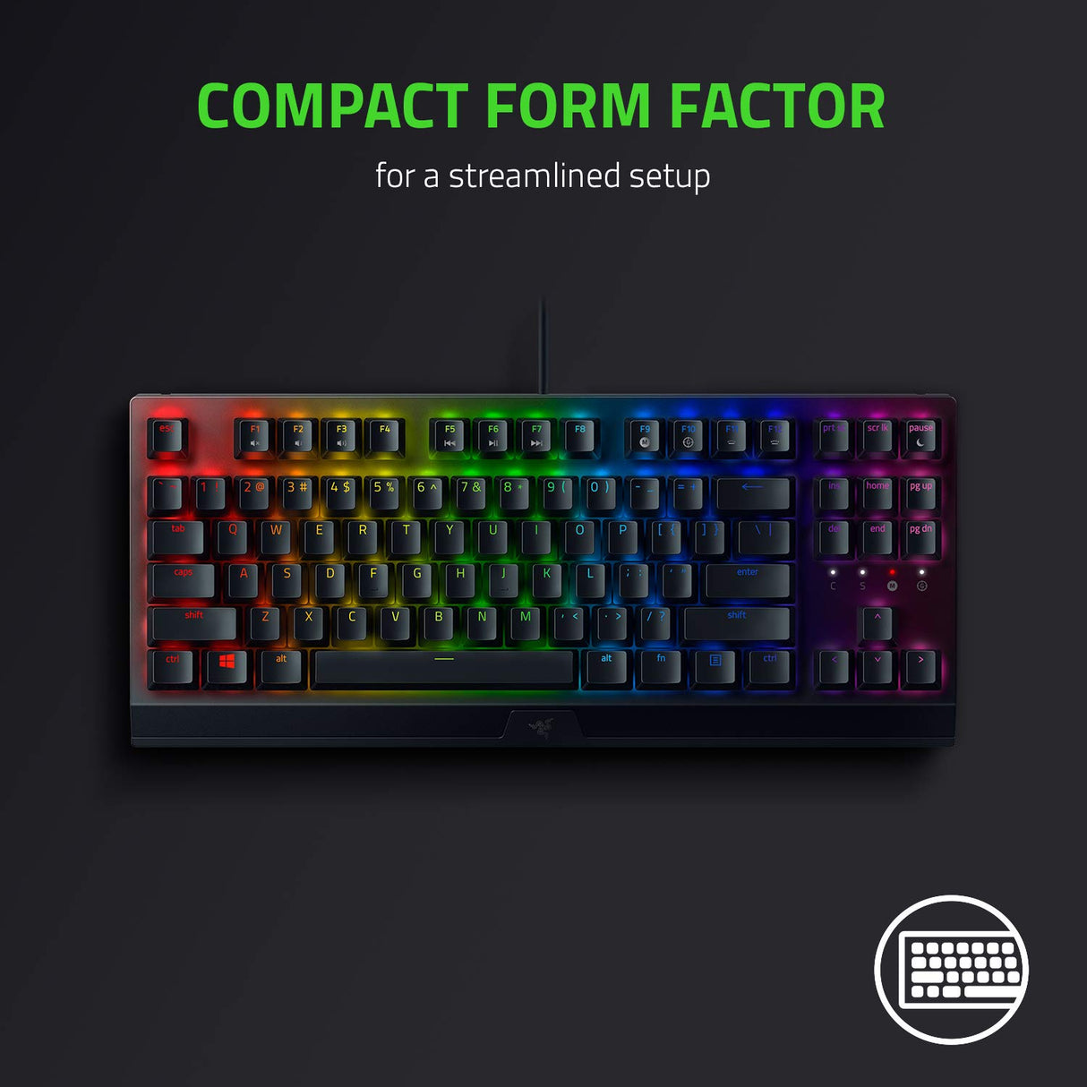 Razer BlackWidow V3 Tenkeyless (Yellow Switch) - Teclado compacto para juegos con interruptores mecánicos (teclas ABS, iluminación RGB Chroma) Teclado Español - Negro