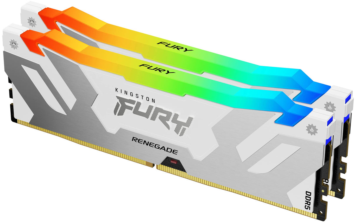 Kingston Fury Renegade DDR5 RGB Plata - Blanco XMP 48GB (2x24GB) 8800MT/s CL42 CUDIMM Memoria Gamer para Ordenadores de sobremesa Kit de 2 - KF588CU42RWAK2-48