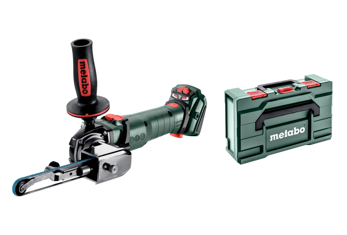 metabo Limas de cinta con batería BFVB LTX BL 90-18V, ancho de banda de lijado de 6 a 19 mm, motor sin escobillas, velocidad variable, brazo de lijado fino, trabajo en metal, para un lijado preciso