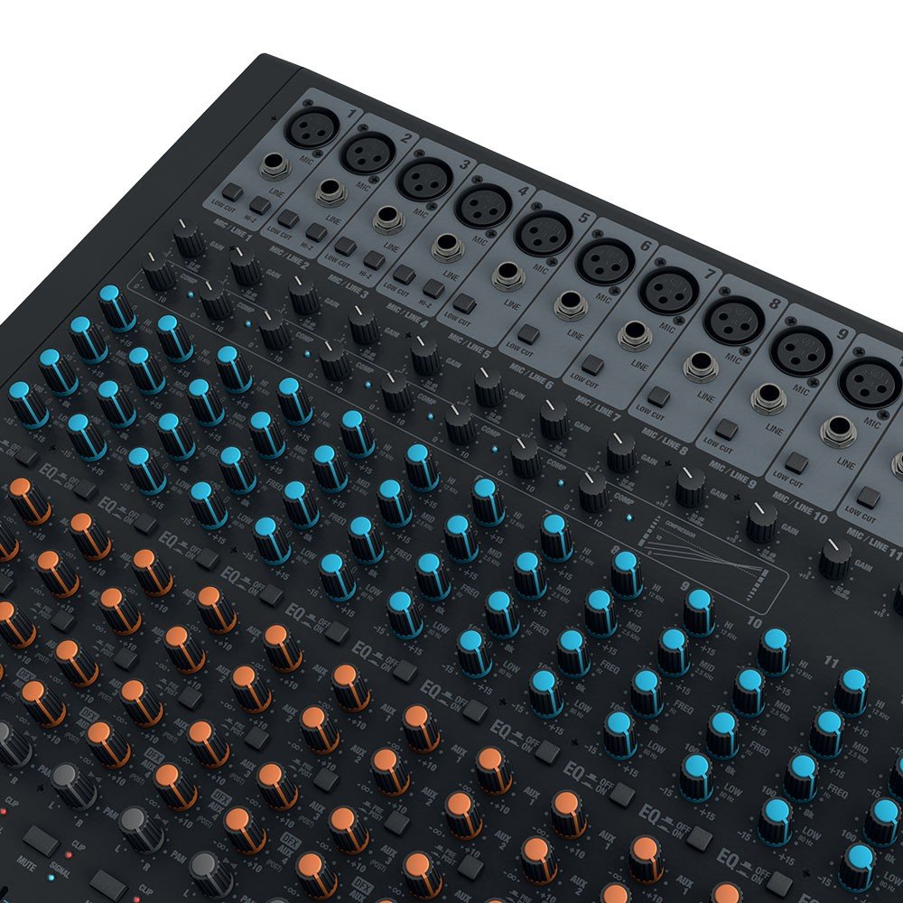 LD Systems VIBZ 24 DC - Mesa de mezclas de 24 canales con sección de efectos digitales y compresor