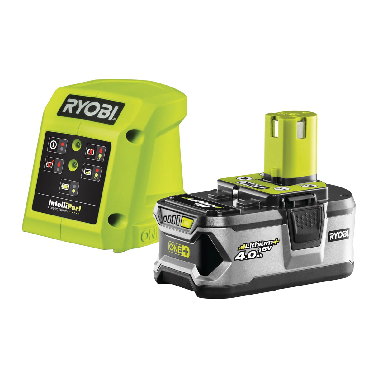 RYOBI - Soplador Eléctrico Inalámbrico Turbo Jet 18V One+ - Limpieza de Pasillos Exteriores, Terrazas, Jardines Pequeños y Medianos - 1 Batería de Litio 4Ah y 1 Cargador Rápido 1,5 A - RY18BLA-140