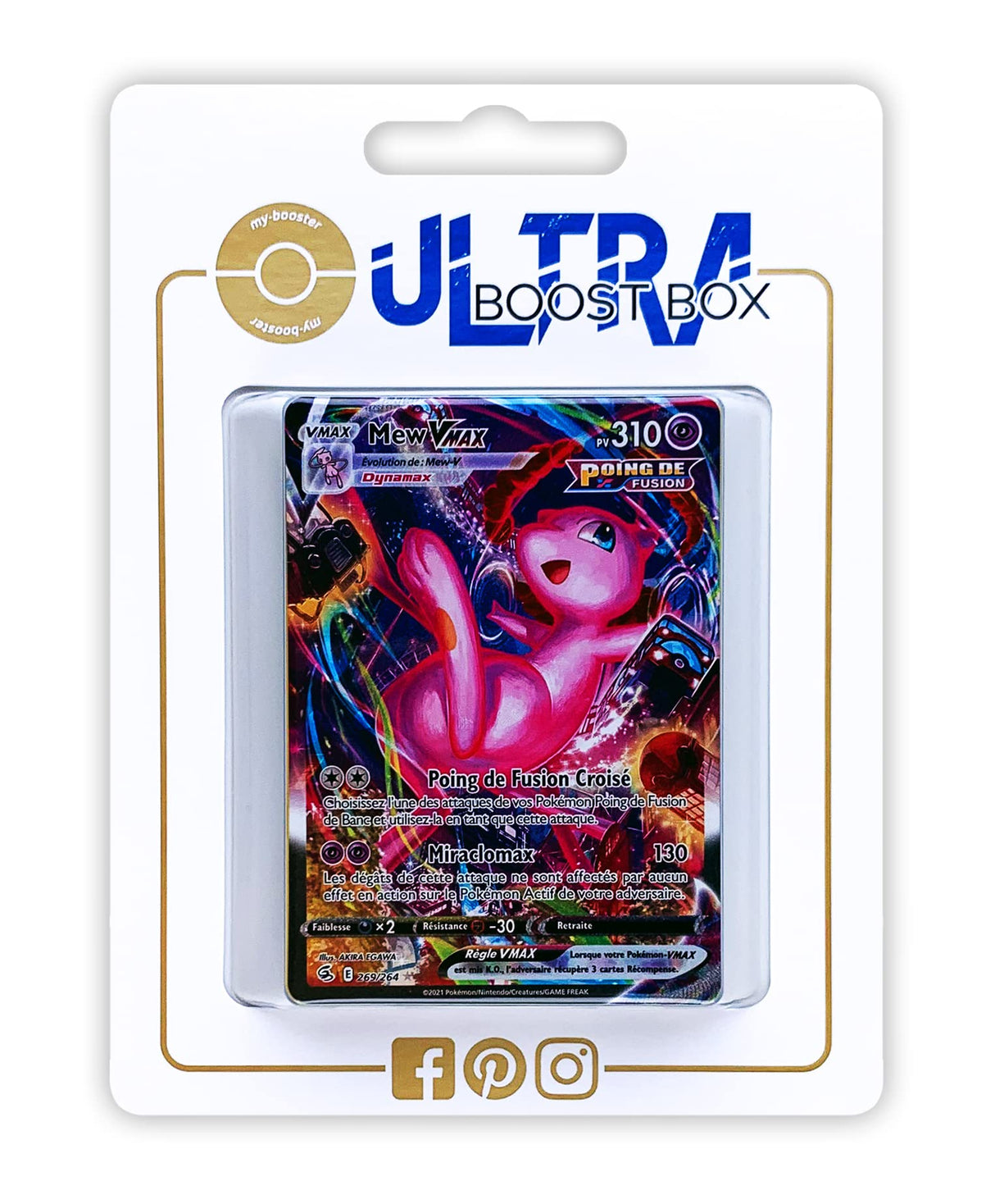 Mew VMAX 269/264 Golpe Fusion Alternativo Pokémon Gallery Secreta - Myboost X Épée et Bouclier 8 - Poing de Fusion Box de 10 Cartas Pokémon Francés