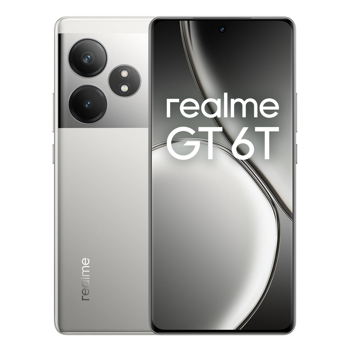 realme GT 6T 5G Teléfono Móvil 8+256 GB, Snapdragon® 7+ de 3.ª generación, Pantalla ultrabrillante de 6000 nits, Cámara Sony de 50 MP con OIS, Gran batería de 5500 mAh, Plata, sin Adaptador