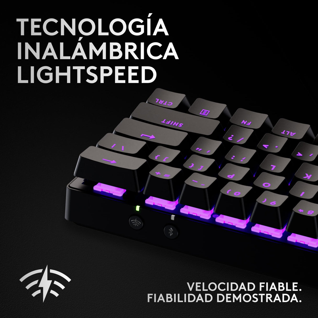 Logitech G Pro X 60 Lightspeed, Teclado inalámbrico para Gaming, 60% TKL mecánico Ultra Compacto, RGB LIGHTSYNC, Teclas de PBT de Doble Moldeado, interruptores táctiles, Windows PC, QWERTY ES - Negro