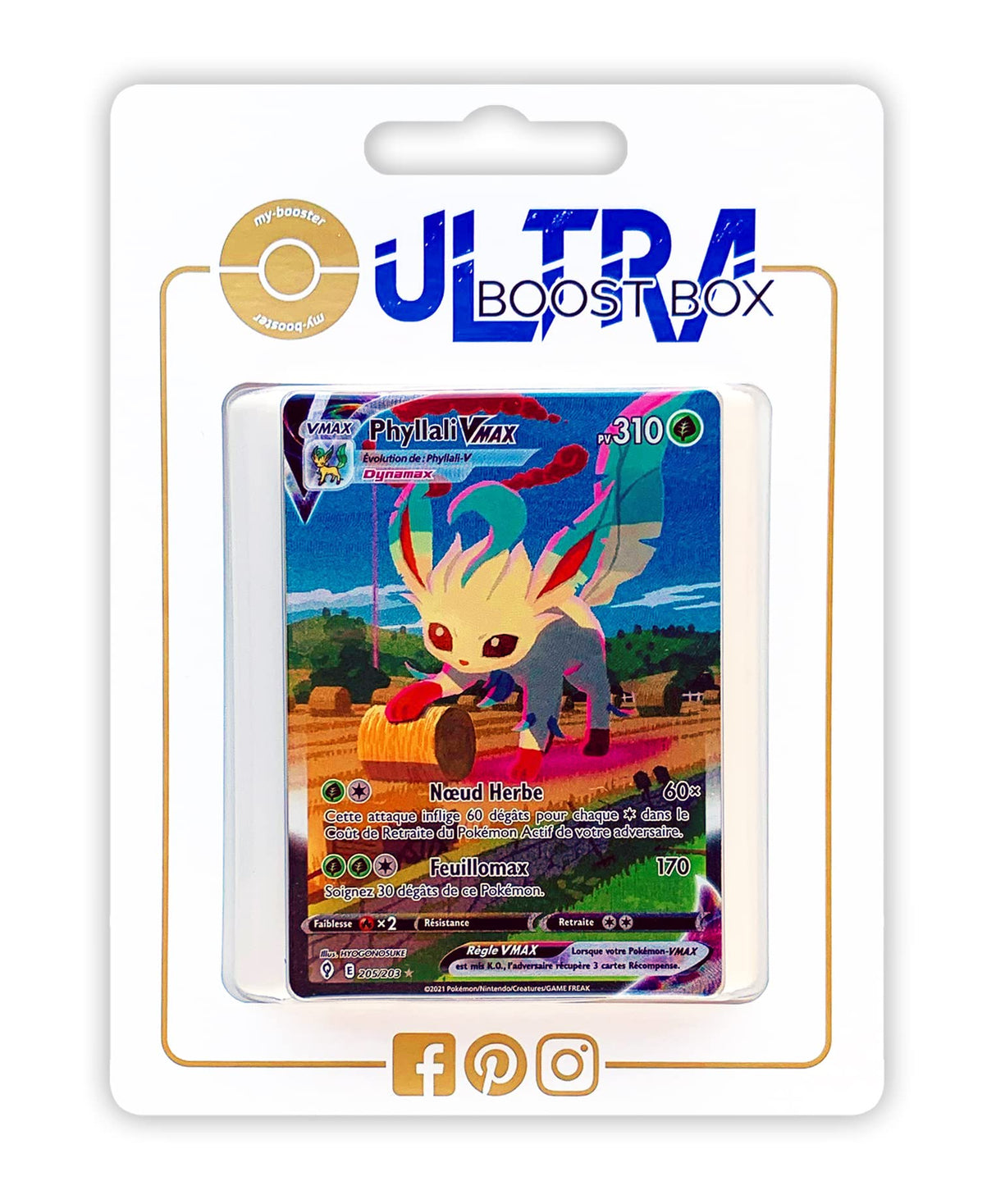 Phyllali VMAX (Leafeon VMAX) 205/192 Secreta Alternativo - Ultraboost X Epée et Bouclier 7 Évolution Céleste - Box de 10 cartas Pokémon Francés