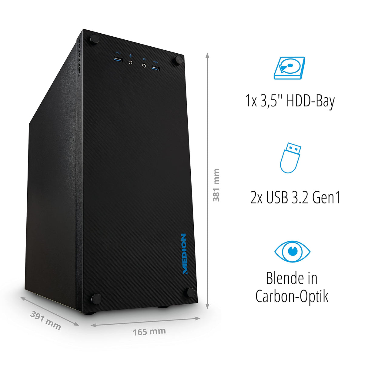 MEDION P63022 Desktop PC (Intel Core i5-10400, 256GB SSD, 16GB DDR4 RAM, WLAN, Win 11 Home)