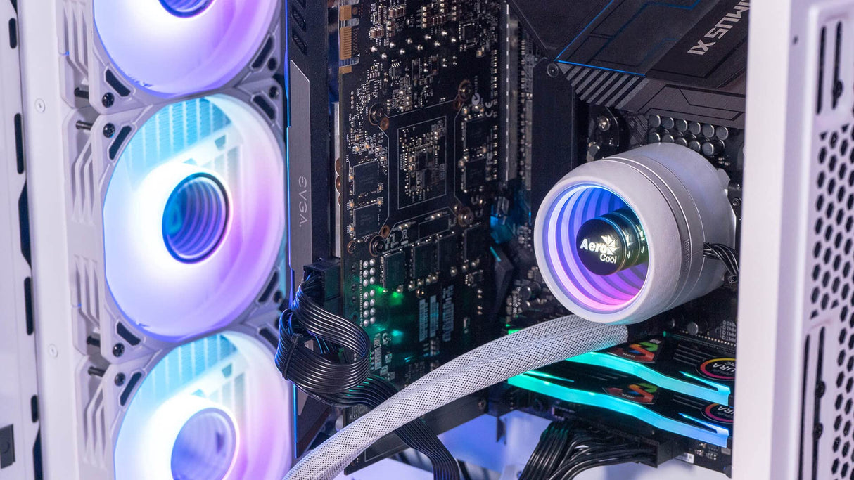 Aerocool, MIRAGEL360W, Refrigeración Líquida CPU, 3xVentilador 12cm ARGB, TDP 550W,Blanco