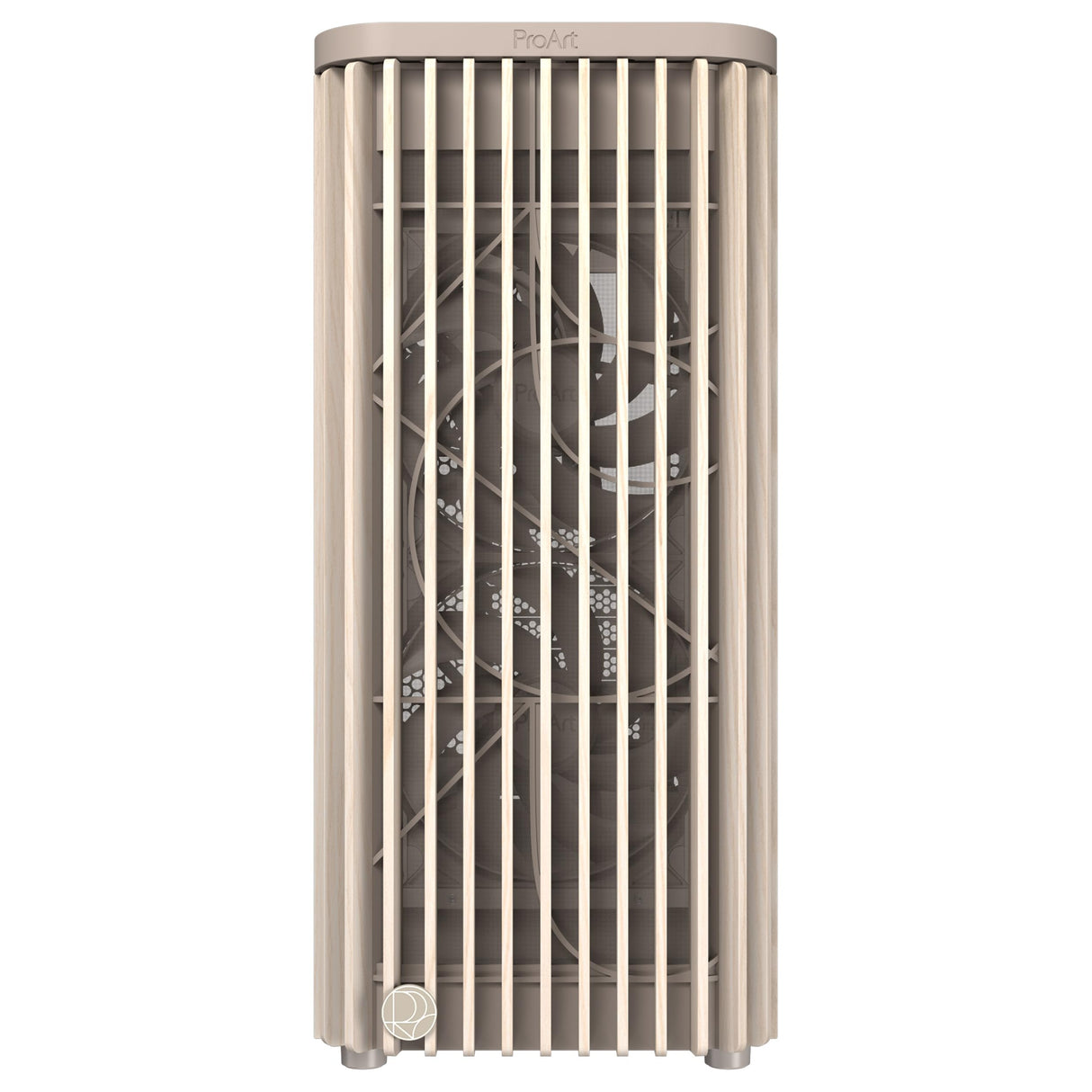 ASUS ProArt PA401 Wood Edition - Chasis ATX con Panel de Vidrio Templado, Compatible con GPU de 314mm, Compatible con radiadores de 240 mm, Dos Ventiladores de 160mm, Soporte de PSU extraíble - Beige