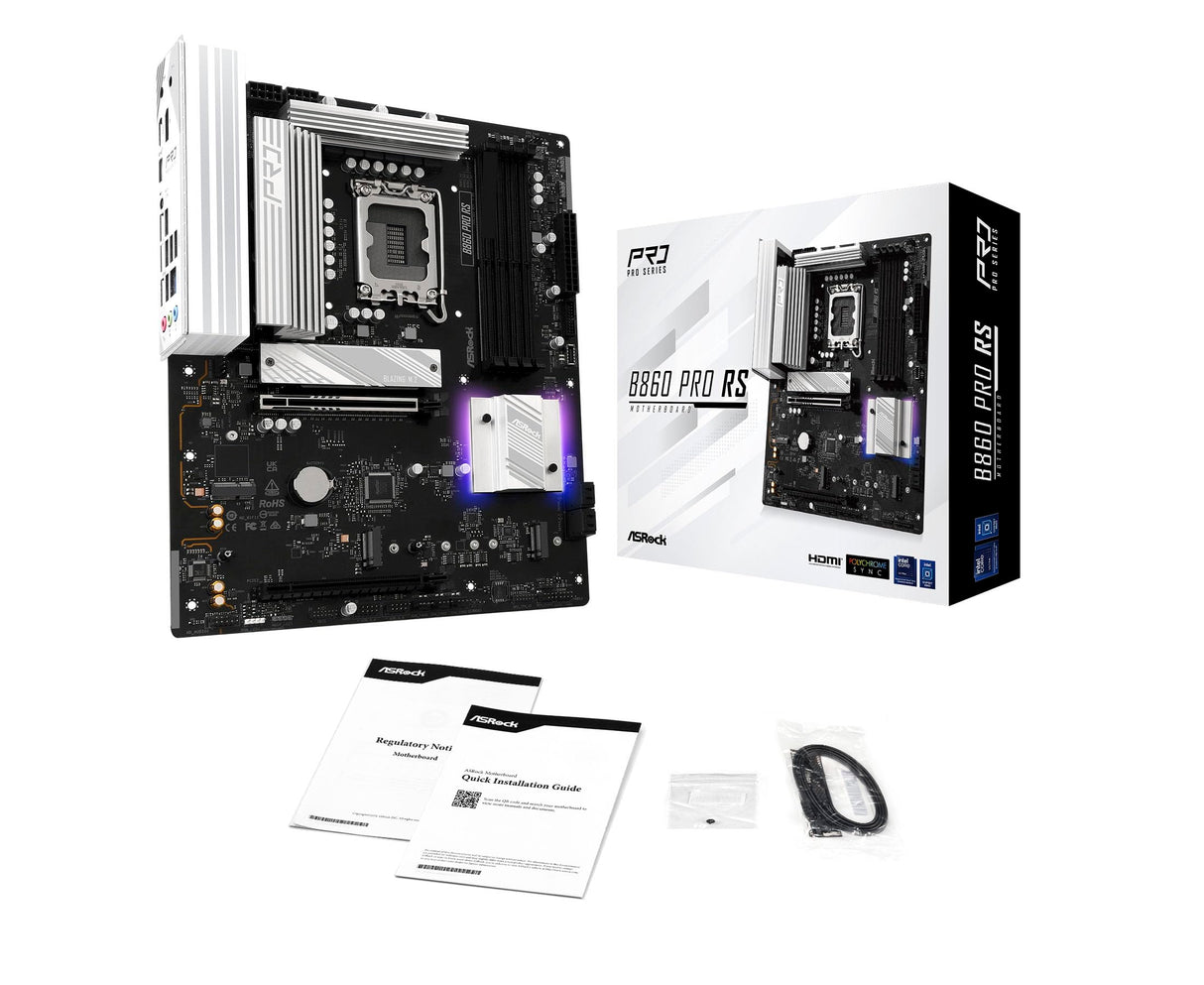 ASRock B860 Pro RS Intel Core Ultra DDR5 8666MHz 256GB M.2 LGA1851 ATX SATA3 6.0Gb/s PCIe 5.0 BIOS Flashback