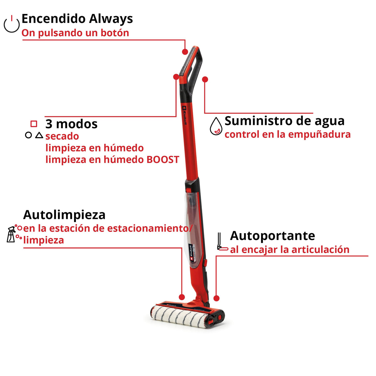 Einhell Limpiador de suelos duros con batería CLEANEXXO Power X-Change (18 V, cepillo cilíndrico de 290 mm, modo BOOST, función de autolimpieza, suministro de agua controlable, sin batería)