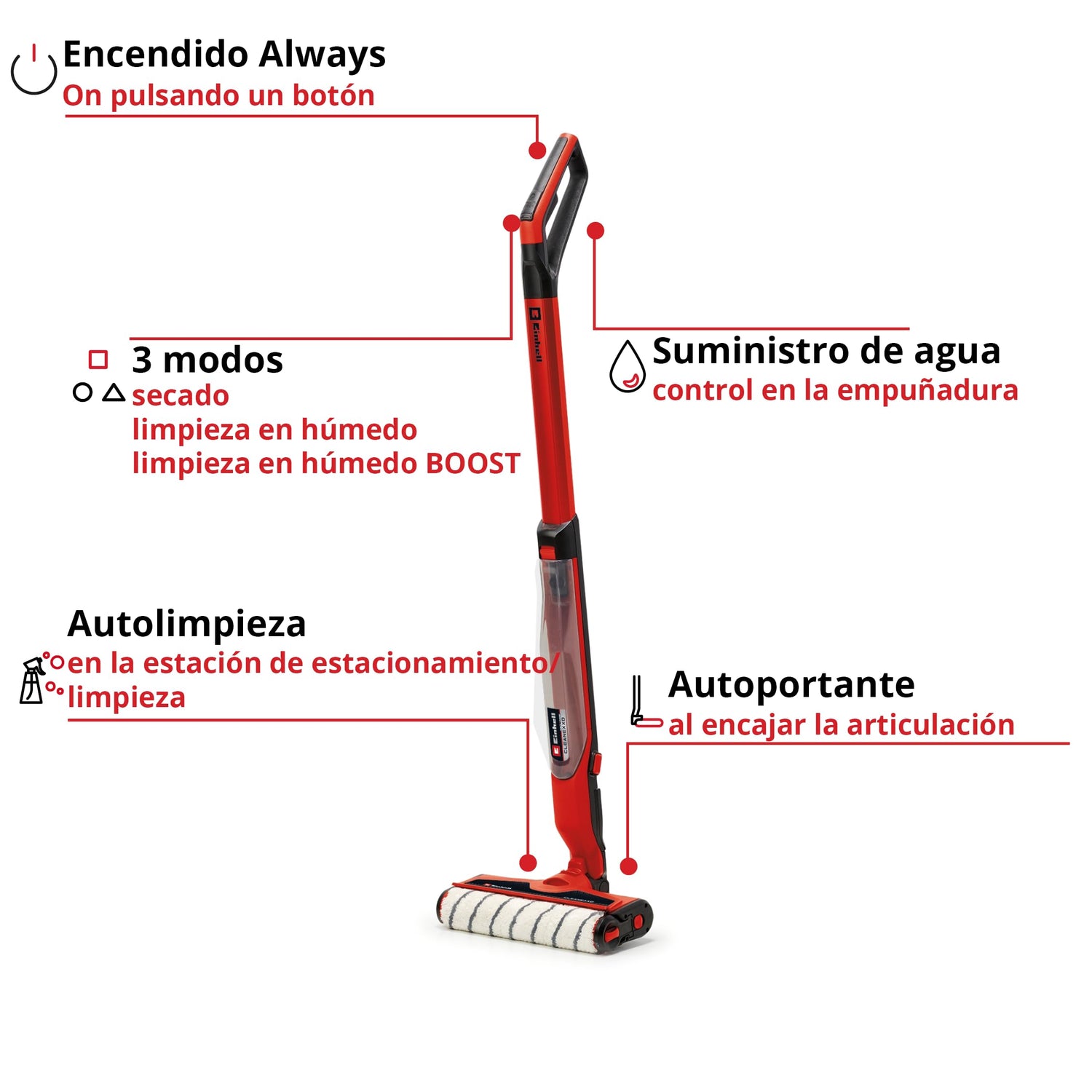 Einhell Limpiador de suelos duros con batería CLEANEXXO Power X-Change (18 V, cepillo cilíndrico de 290 mm, modo BOOST, función de autolimpieza, suministro de agua controlable, sin batería)
