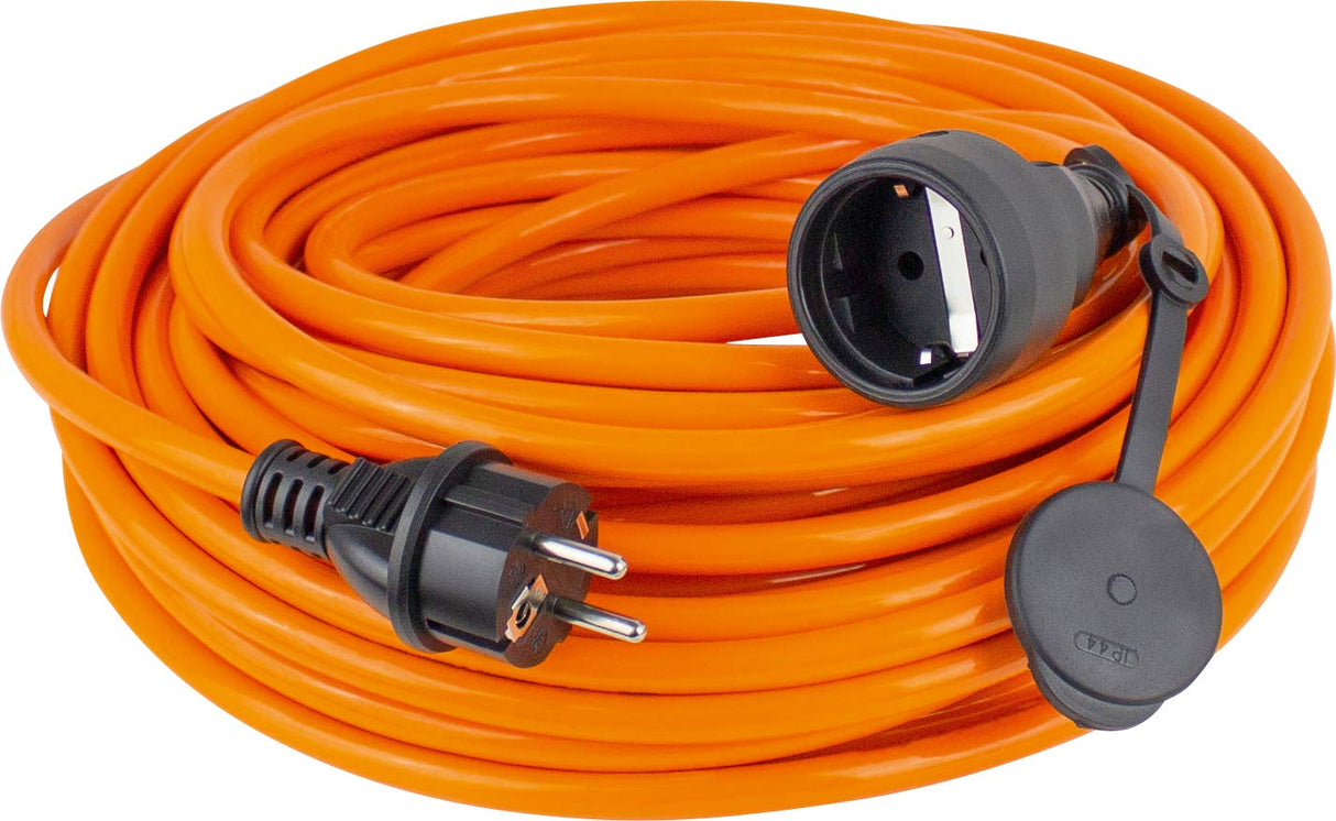 as - Schwabe alargador de Cables 25 m H07BQ-F 3G2,5 - Cable de extensión 230 V / 16 A / 3.500 W - con Tapa de protección - Resistente al Polvo y a Las Salpicaduras IP44 - Naranja, 59225