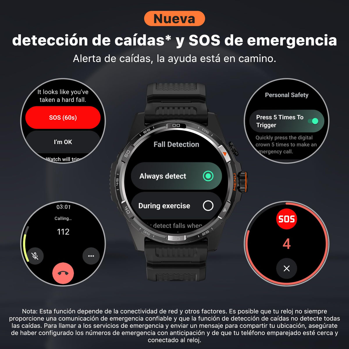 Ticwatch Atlas Smartwatch para Hombres Reloj Inteligente con Sistema operativo Android Wear para Exteriores Batería de 90 Horas Más de 110 Modos de Entrenamiento Mapa de Calor Detección de caídas