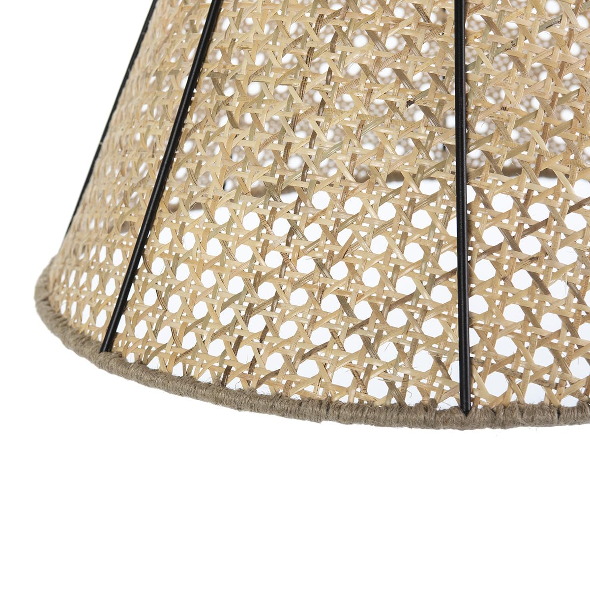 LAMPARA DE TECHO 42X42X43 METAL NEGRO/RATAN NATURAL