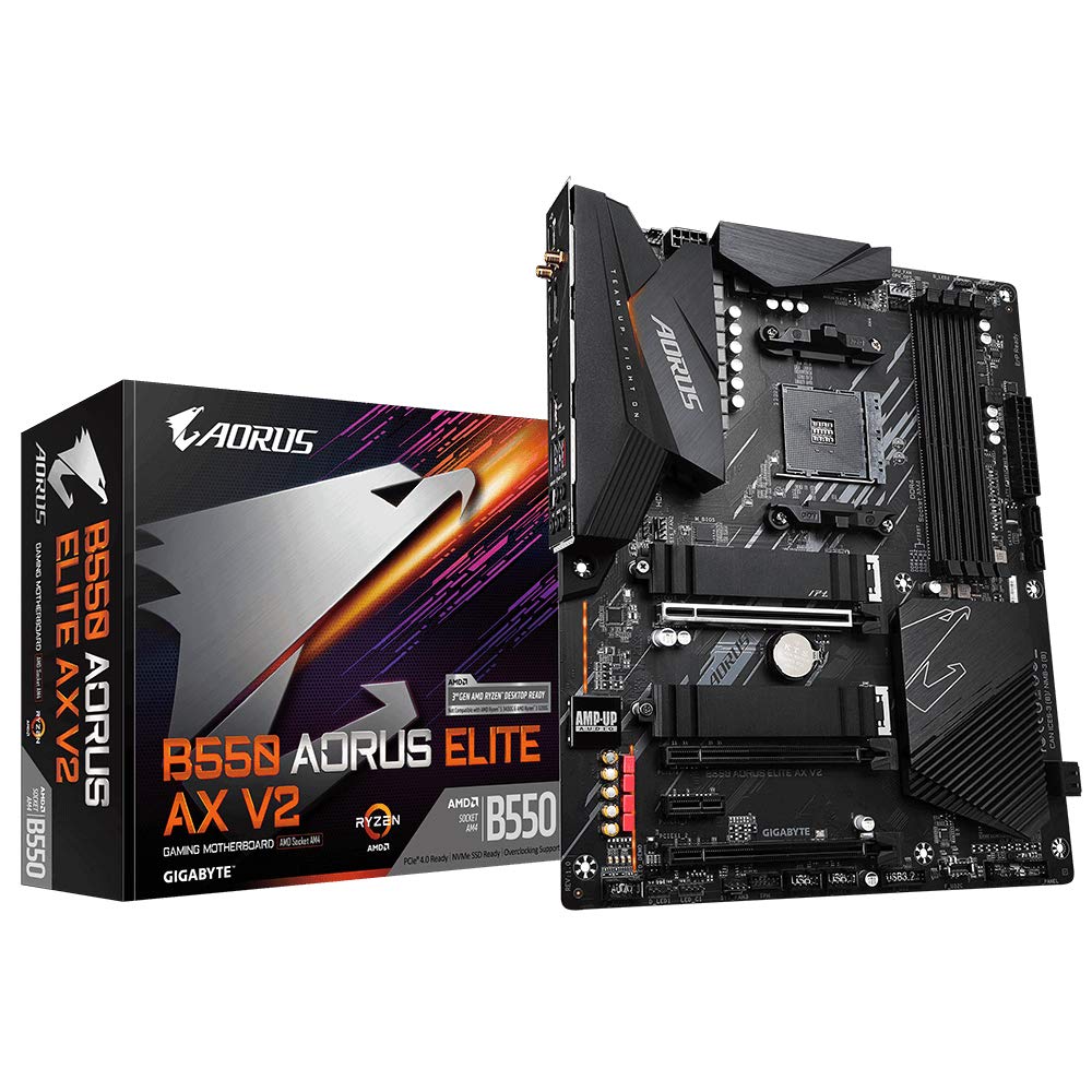 GIGABYTE B550 AORUS ELITE AX V2 Placa base - Procesadores AMD Ryzen 5000, VRM de 12+2 fases, hasta 4733 MHz DDR4, 1xPCIe 4.0 + 1xPCIe 3.0 M.2, Wi-Fi 6E, LAN 2.5GbE, USB 3.2 Gen 2