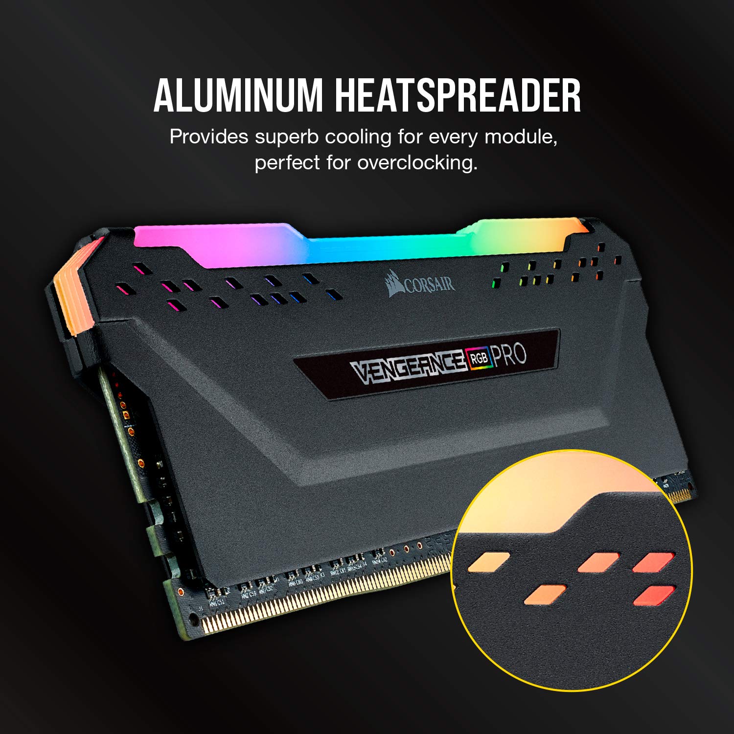 Corsair Módulo de Memoria de Alto Rendimiento 16 GB, DDR4 3200 mHz XMP 2.0 C16, Iluminación LED RGB, Negro, 2 x 8 GB