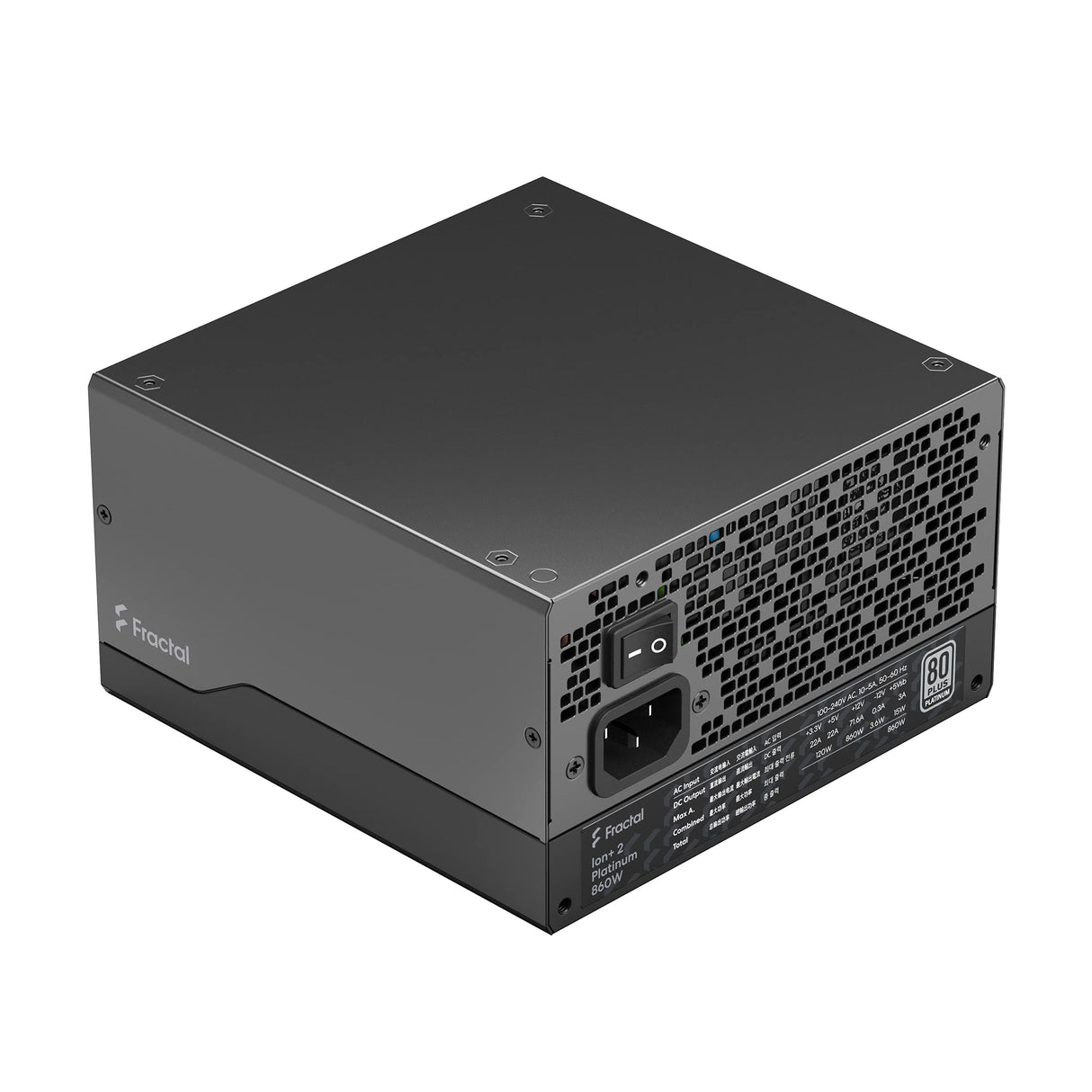 Fractal Design Ion+ 2 Platinum 860W 80 Plus Platinum Certified 860W Full Modular Compact ATX Power Supply