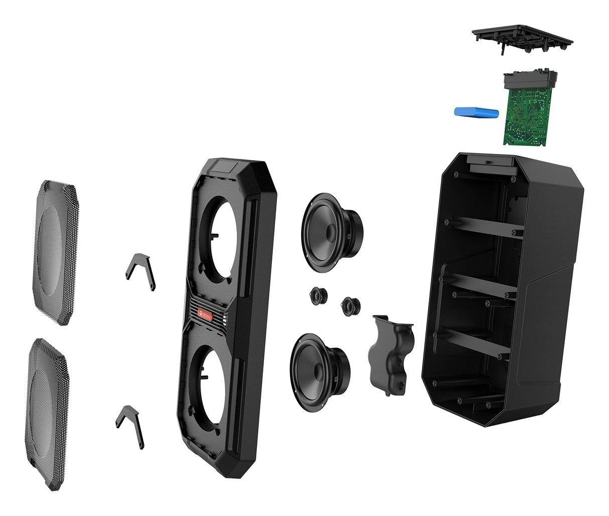 Motorola Sound ROKR820 - Altavoz Bluetooth - 80W - inalámbrico - con luces LED-tecnología true wireless - incluye micrófono de karaoke - hasta 20 horas de reproducción-múltiples entradas: AUX/USB/MIC