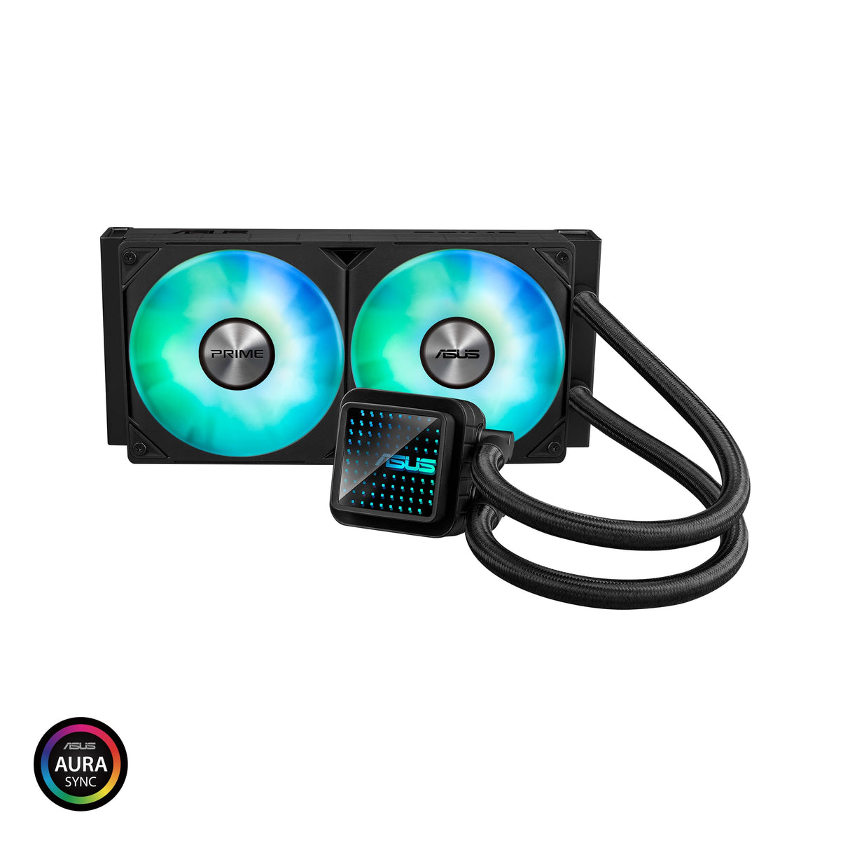 ASUS Prime LC 240 ARGB - Sistema de refrigeración líquida para CPU todo en uno con zona de contacto con la CPU y canales con aletas, bloque de agua con lentes de espejo infinito y ventiladores ARGB