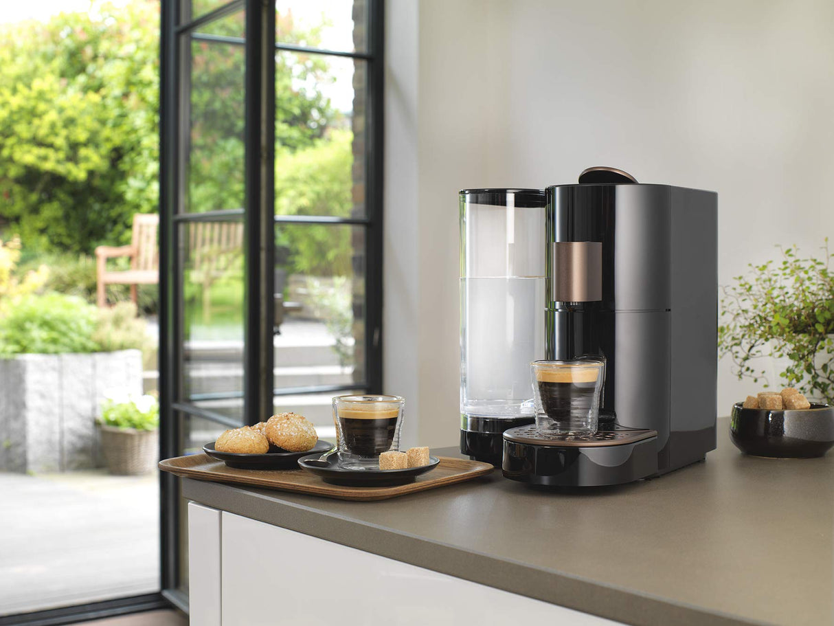 K-FEE TWINS II Máquina de Cápsulas para Café, Té y Cacao | Cafetera para tazas grandes | Calentamiento rápido | Depósito de agua de 2,3 L | 19 Bar | Negro Cobre