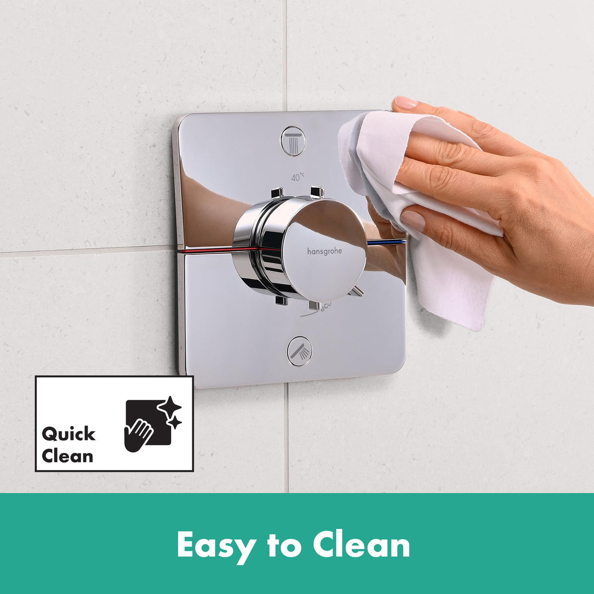 hansgrohe ShowerSelect Comfort Q, termostato empotrado , grifo con botón de seguridad (SafetyStop) a 40 °C, termostato para ducha y bañera, mezclador para 2 funciones, cromo