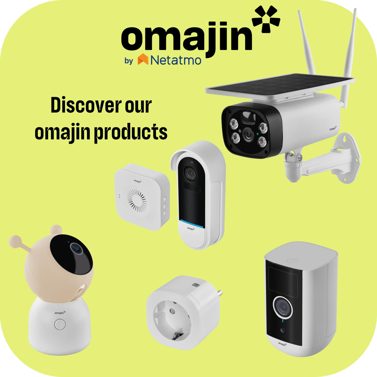 OMAJIN by Netatmo, 2 x Cámara Seguridad Interior Exterior 2K inalámbrica, Visión 140°, IP65 Waterproof, 64 SD/Cloud, Detección Humana/Movimiento, batería 9600mAh, Audio bidireccional, OBU-2OWC
