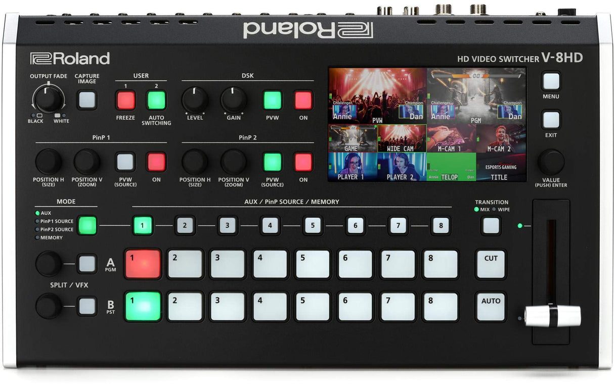Conmutador de vídeo Roland V-8HD — Trabajo con HDMI, monitor de previsualización con multiview integrado en formato ultraportátil