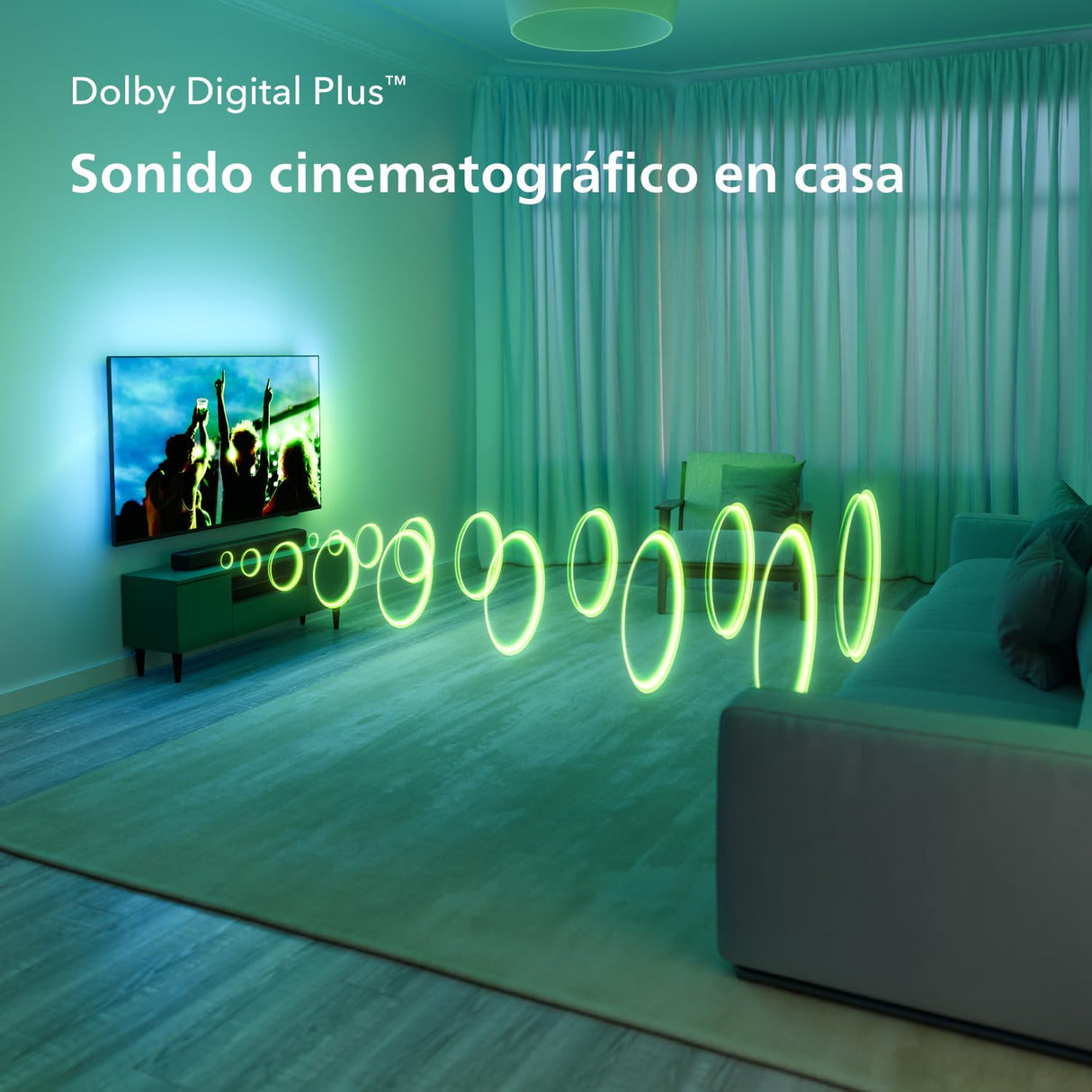 Philips TAB5109 Barra de Sonido 2.0-2 Canales de 120W, DTS Virtual X, Bluetooth 5.4, HDMI ARC, conexión óptica y conectividad USB - Gris Oscuro