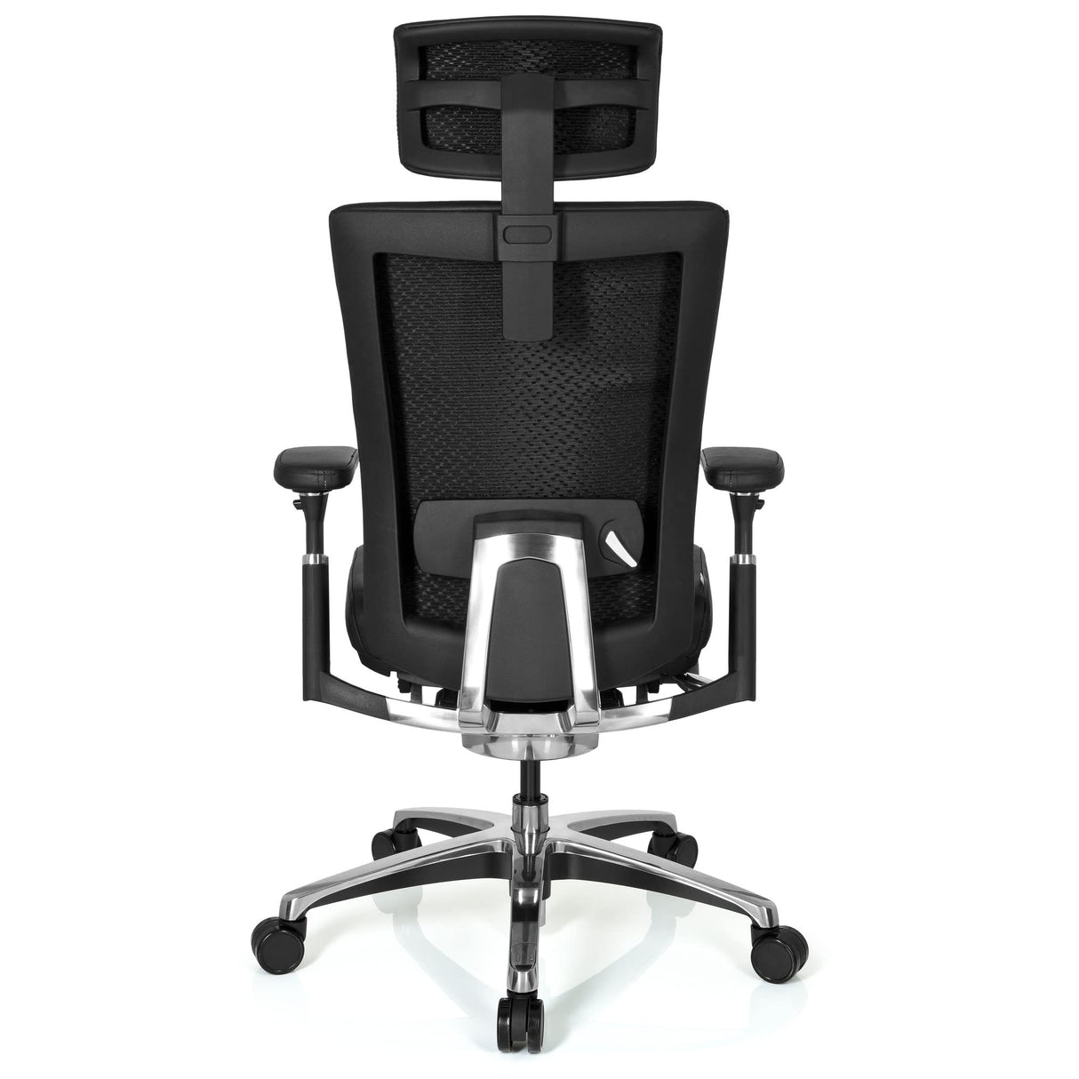 hjh OFFICE 657604 Silla de Oficina Nova Cuero Negro, Silla giatoria, ergonomica, apoyabrazos Ajustables, con apoya Cabezas