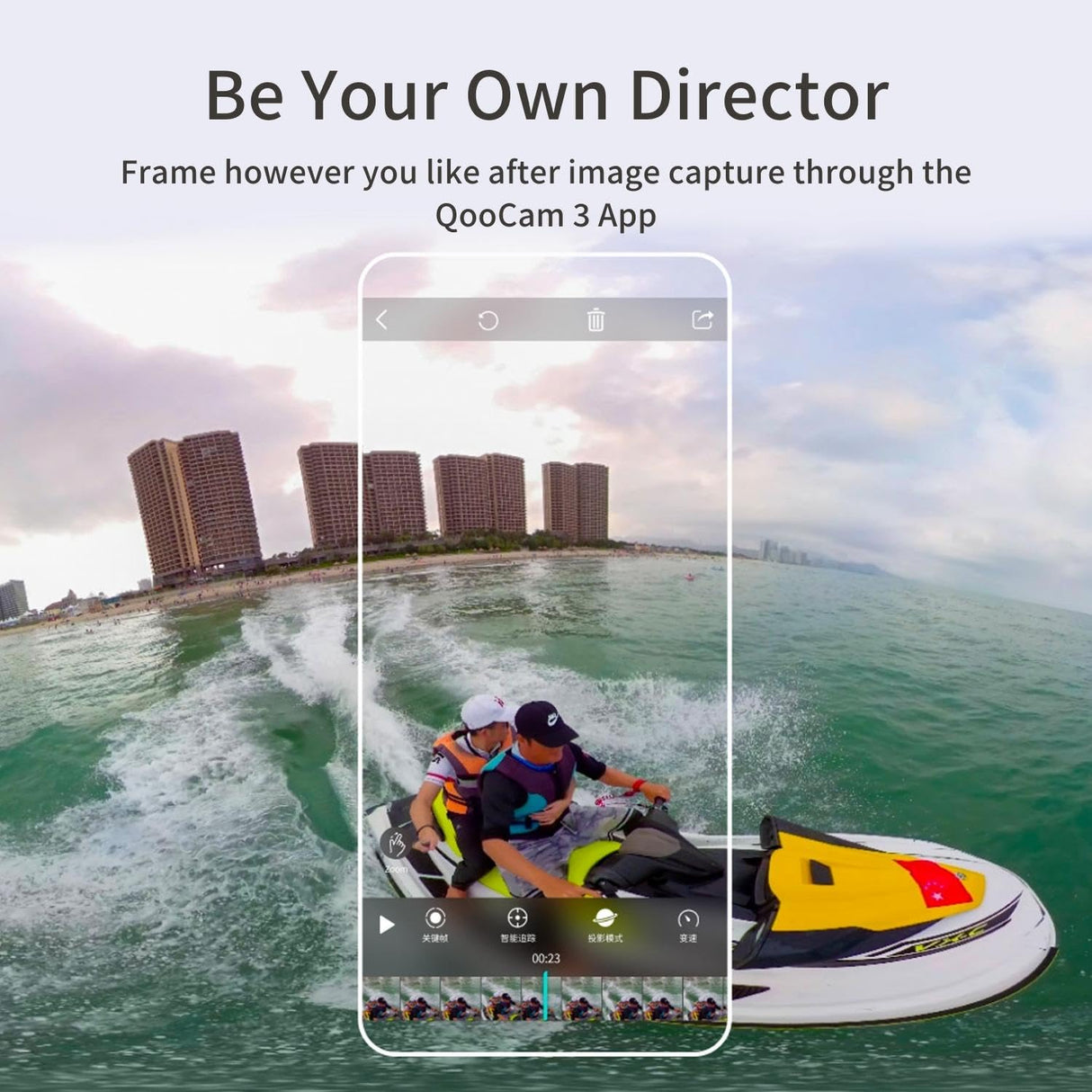 KanDao QooCam 3 CΓ‘mara de AcciΓ³n, 5.7K 62MP Foto 60fps Defectos CΓ‘mara de Video 360 CΓ‘mara Deportiva Outdoor con duales de 1/1,55 y Apertura F1.6 Mayor, Impermeable, EstabilizaciΓ³n Superfija.