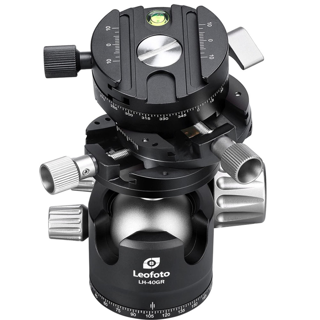 Leofoto - LH-40GR Cabeza de Bola con Abrazadera de Panning con Engranaje - Doble Cabeza Giratoria - Ideal para fotografiar Arquitectura, paisajes y panoramas - LH-40GR