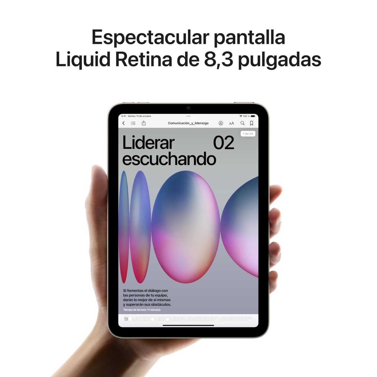 Apple iPad Mini (A17 Pro): Pantalla Liquid Retina de 8,3 Pulgadas, 128 GB, Wi Fi 6E, cámaras Frontal y Trasera de 12 Mpx, Touch ID, autonomía para un día Entero – Gris Espacial