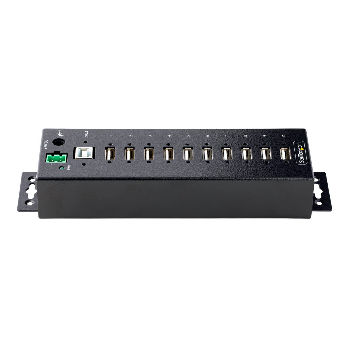 StarTech.com Hub Concentrador USB 2.0 de 10 Puertos - Hub USB Resistente con Protección de ESD de Nivel 4 - de Escritorio, Pared, DIN - con Puertos Bloqueables - Ladrón USB (USB210AIND-USB-A-HUB)