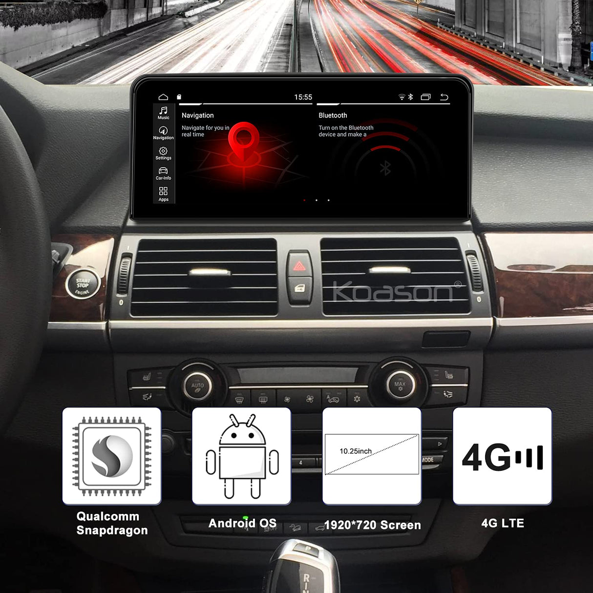 Koason Android 1920HD 10.25Pulgada Pantalla Mostrar Screen Monitor Display Upgrade Autoradio Multimedia CarPlay GPS Navigazione para BMW X5 X6 X5M X6M E70 E71 CCC