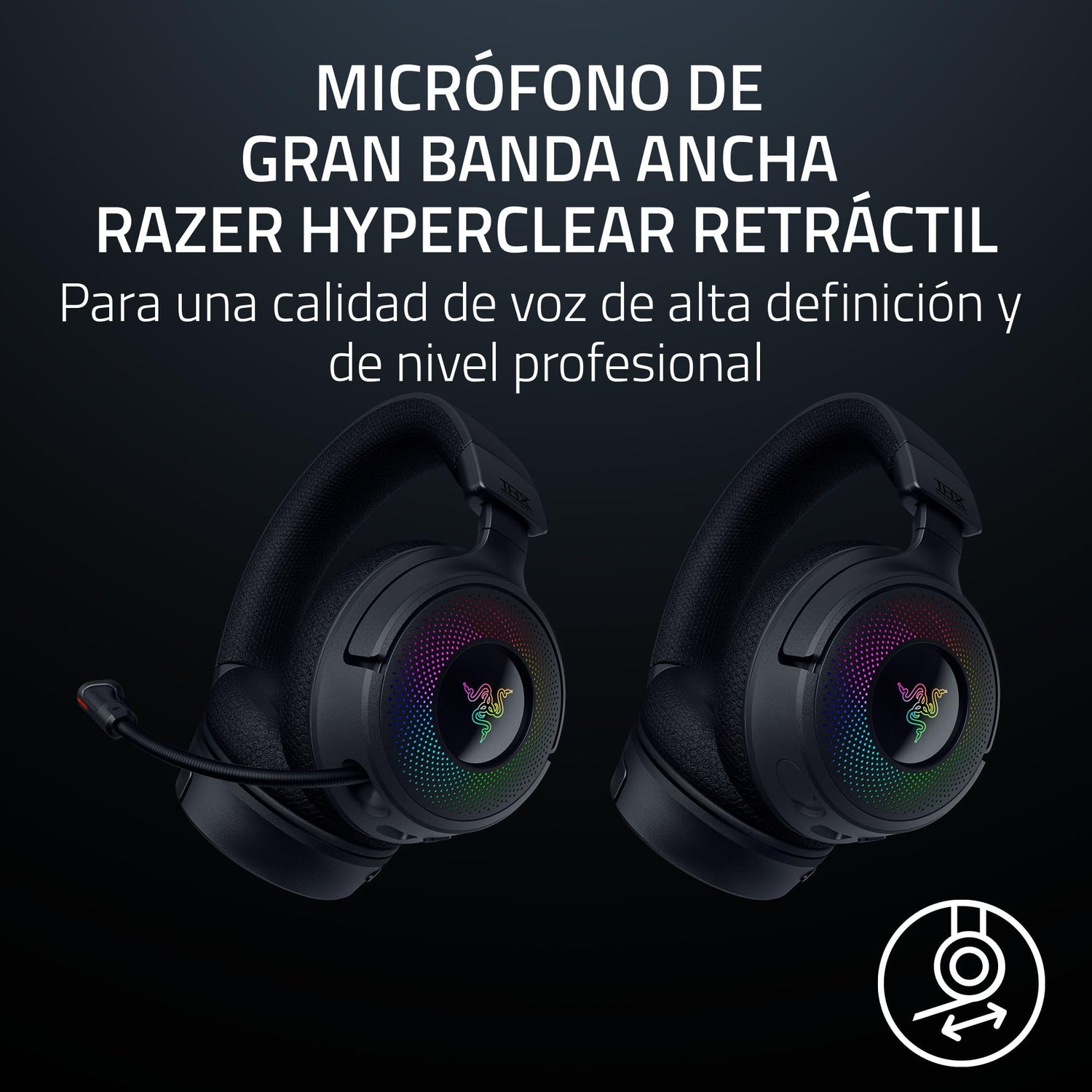 Razer Kraken V4 - Wireless Gaming Headset (3 Modes Connectivity, Triforce 40mm Drivers, 9-Zone RGB Earcup Lighting, Mix & Volume adjustments, THX Spatial Audio) Black