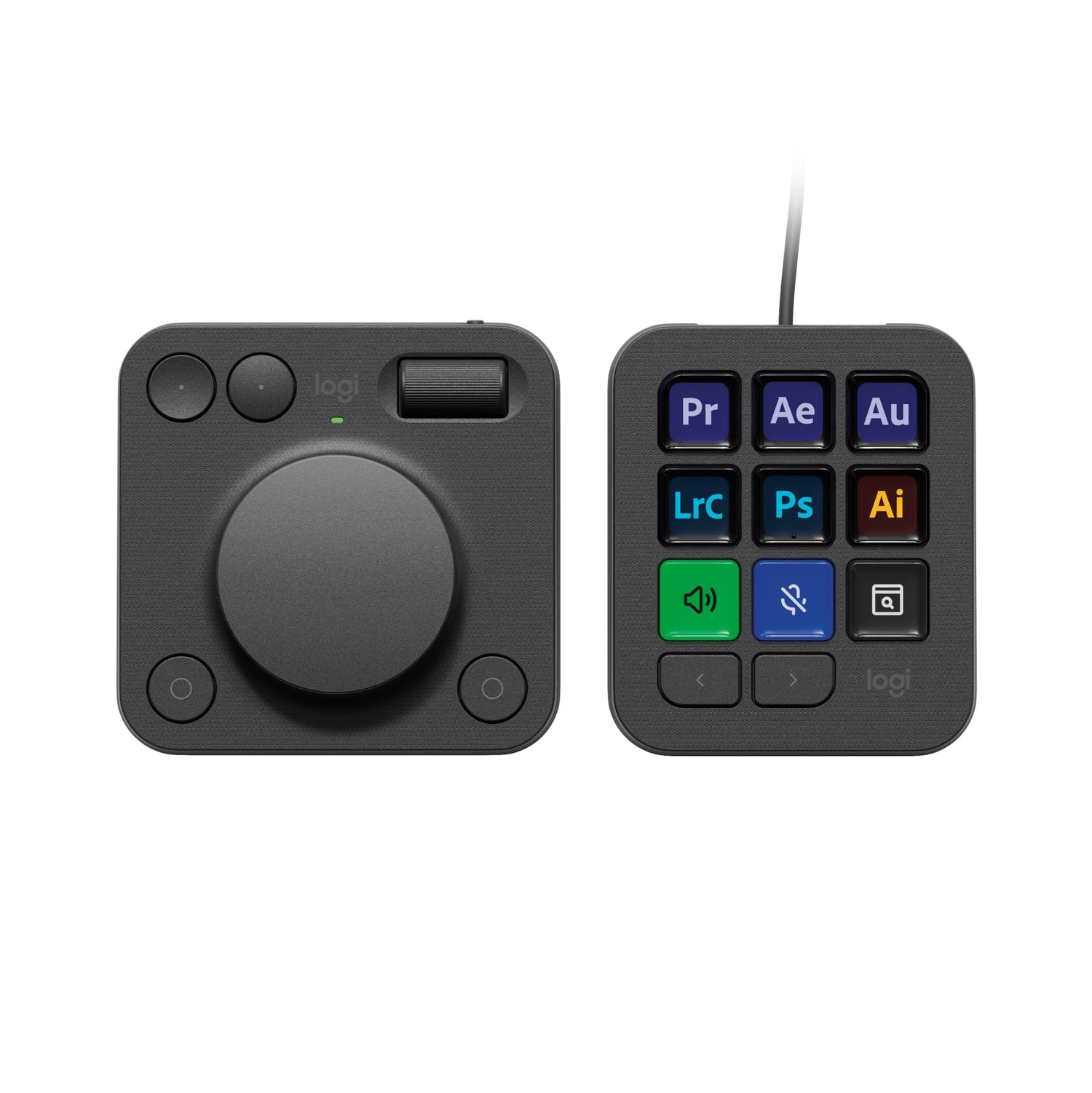 Logitech MX Creative Console, keypad programable con 9 teclas LCD personalizables y dial de control para diseño gráfico, edición de vídeo, fotografía, uso con Adobe, Zoom, Spotify - Grafito