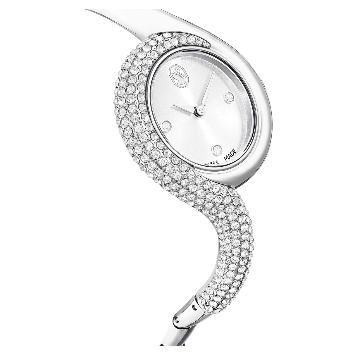 Swarovski Reloj Dextera Asymmetric, Fabricado en Suiza, Brazalete de Metal, Tono Plateado, Acero Inoxidable