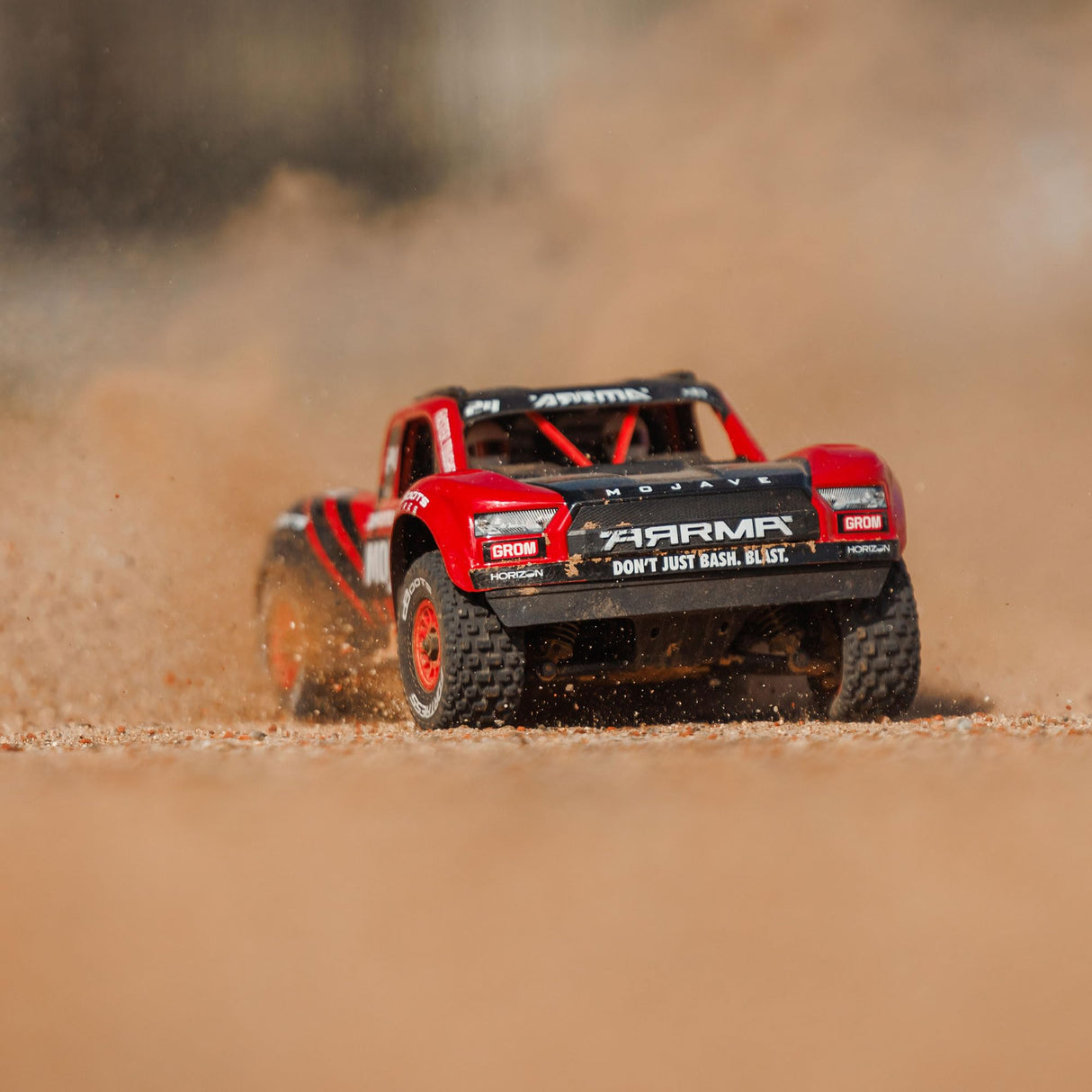 ARRMA- Mojave Grom Coche controlado por Radio, Color Rojo, 1/18 (Horizon Hobby ARA2104T1)