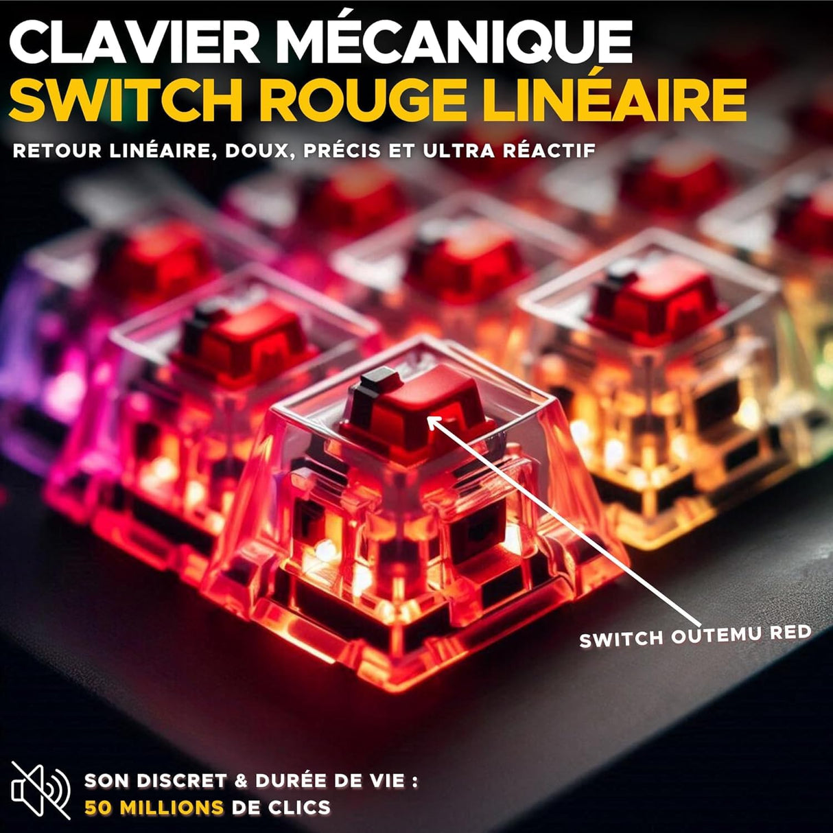 The G-Lab Keyz Platinium TKL - Teclado mecánico Rojo Outemu Low Profile AZERTY - Teclado Gamer TKL Ultra Fin, RGB & Teclas 100% Personalizable, Anti-Ghosting Total - PC/PS4/PS5/Xbox - New