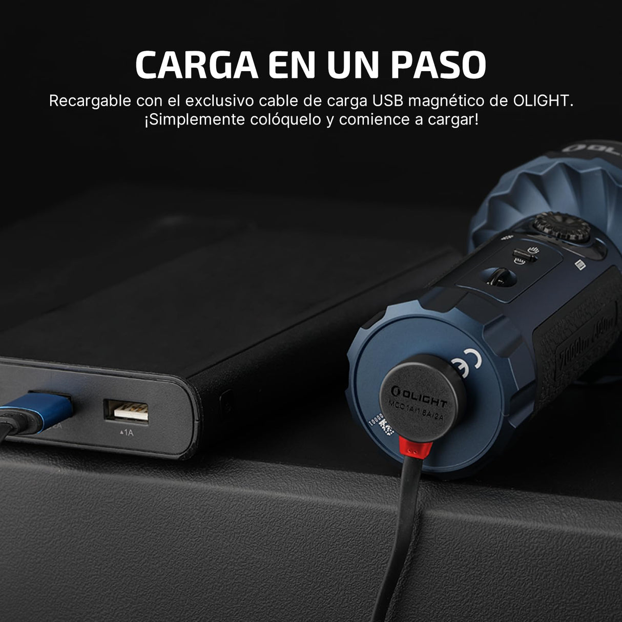 OLIGHT Marauder mini Linterna Tรกctica LED Linterna de Alta Potentcia Recargable 7000 Lรบmenes 600 Metros 35.5 Horas Max. Linterna Prรกctica de Trabajo Exterior al Aire Libre(Azul Oscuro)