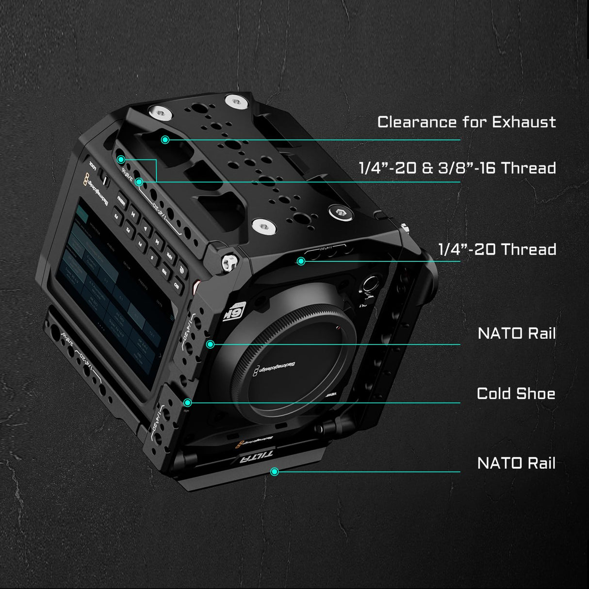 Tilta Pyxis - Jaula para cámara 6K Compatible con Pyxis 6K Pro Kit con Mango Superior, Placa Base, Placa de batería, Montaje en V ES-T21-B-V