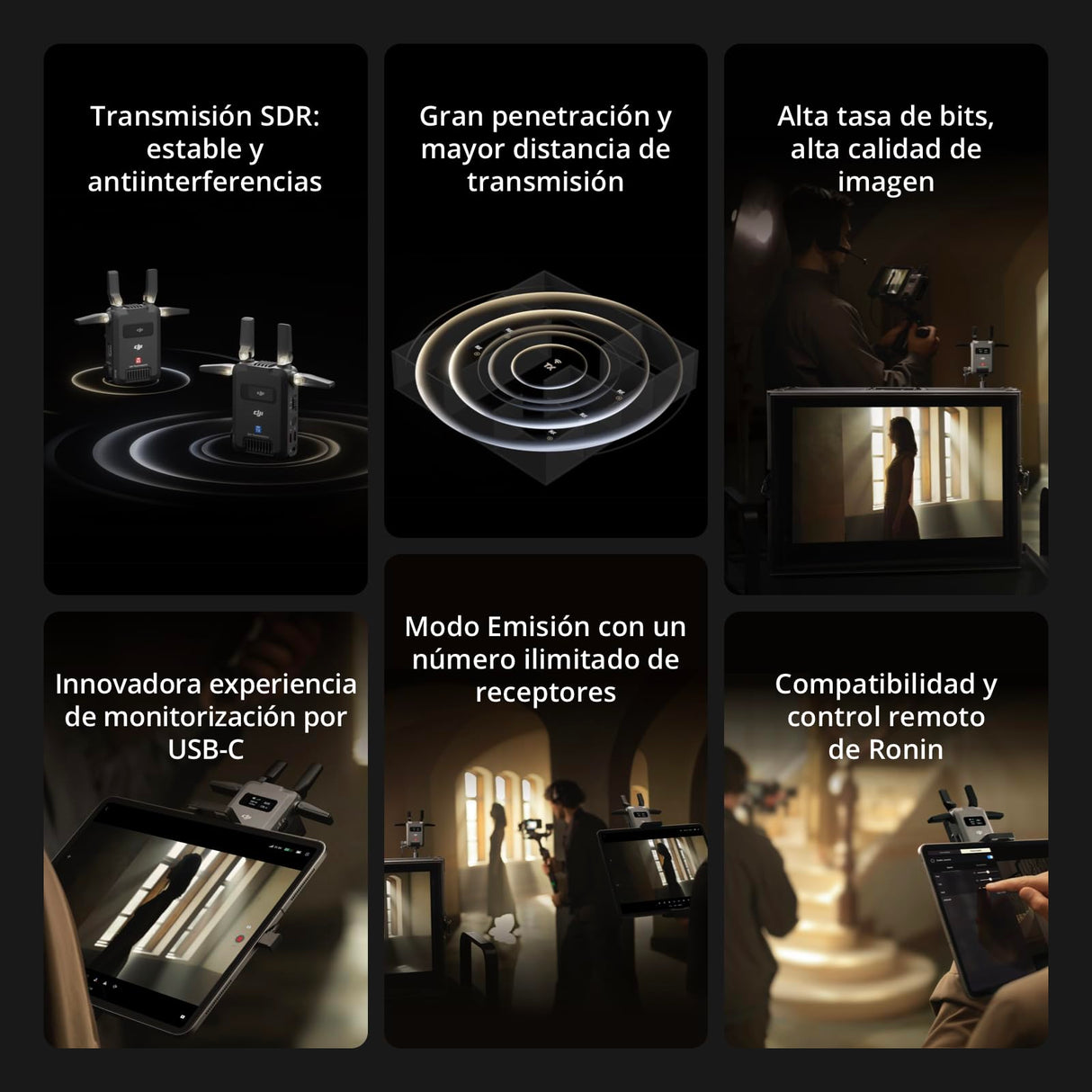 Transmisor DJI SDR Transmission, transmisión de vídeo inalámbrica SDR 1080p/60 fps a 3 km, Solo el TX, Estable y antiinterferencias, Gran penetración, Alta tasa de bits, monitorización por USB-C