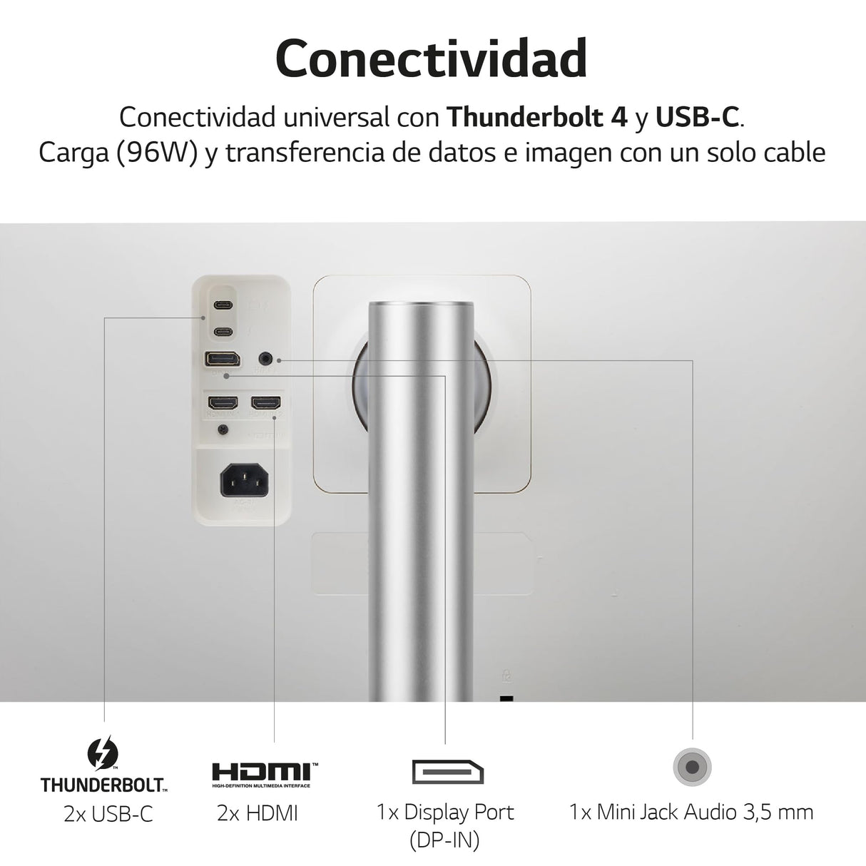 LG 40WP95CP-W -Monitor UltraWide Ultrapanorámico 39,7", 21:9, Nano IPS: (5120x2160), 300cd/m², 1000:1, DCI-P3>98%, HDMIx2, DPx1, USB-Cx1, USB-Ax2; HDR10, Modo PBP, Altavoces 2x10W, Color Blanco