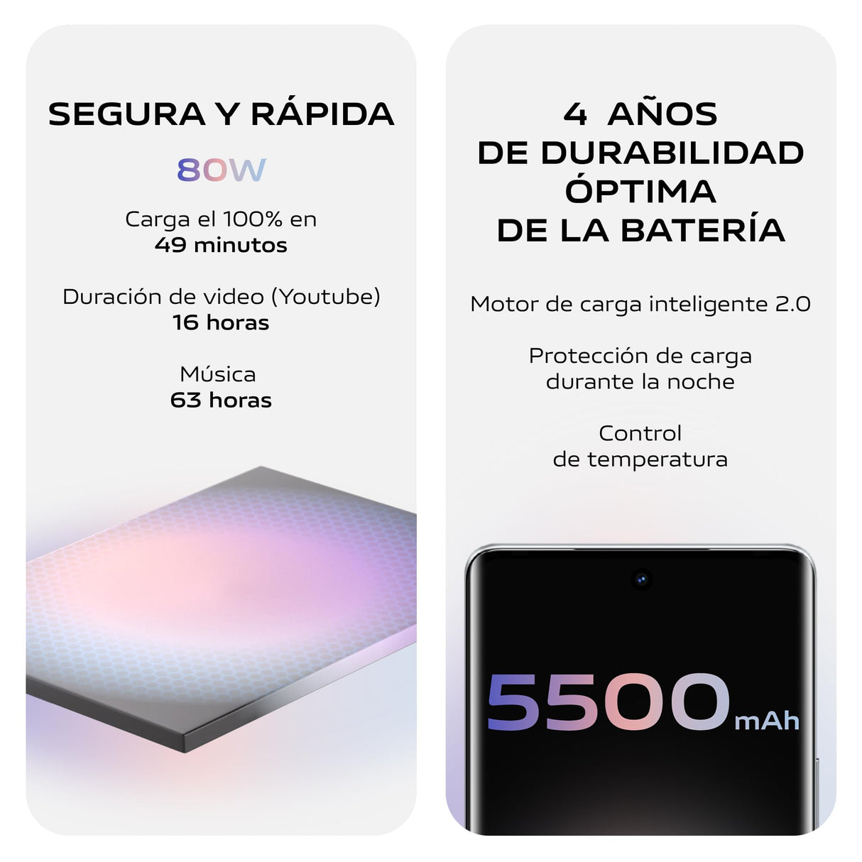 VIVO V40 5G Smartphone, 12GB RAM + 512GB ROM, Pantalla 6.78” AMOLED Curva 120 Hz, Cámara 50 MP con ópticas ZEISS, Batería BlueVolt XL de 5500mAh, Carga rápida Flashcharge 80 W, Plata