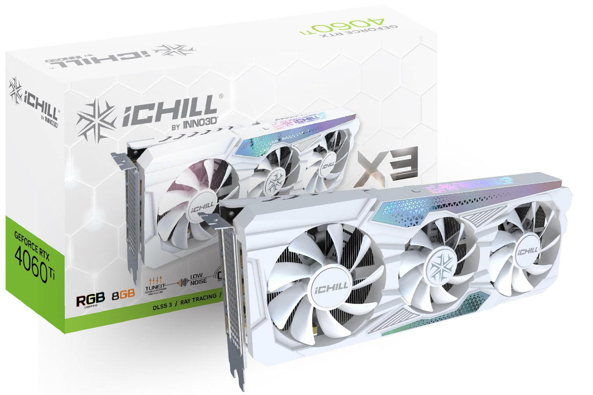 Inno 3D GEFORCE RTX 4060 Ti 8GB ICHILL X3 White C406T3-08D6X-17113280 Flagship Model Graphics Board VRAM 8GB