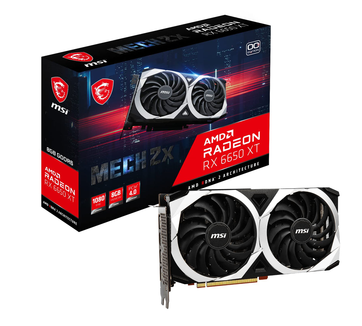 MSI Radeon RX 6650 XT Mech OC 8GB GDDR6, 2669Mhz 128-bit 17,5 Gbps PCIE 4.0, tarjeta gráfica gaming 4719072965440