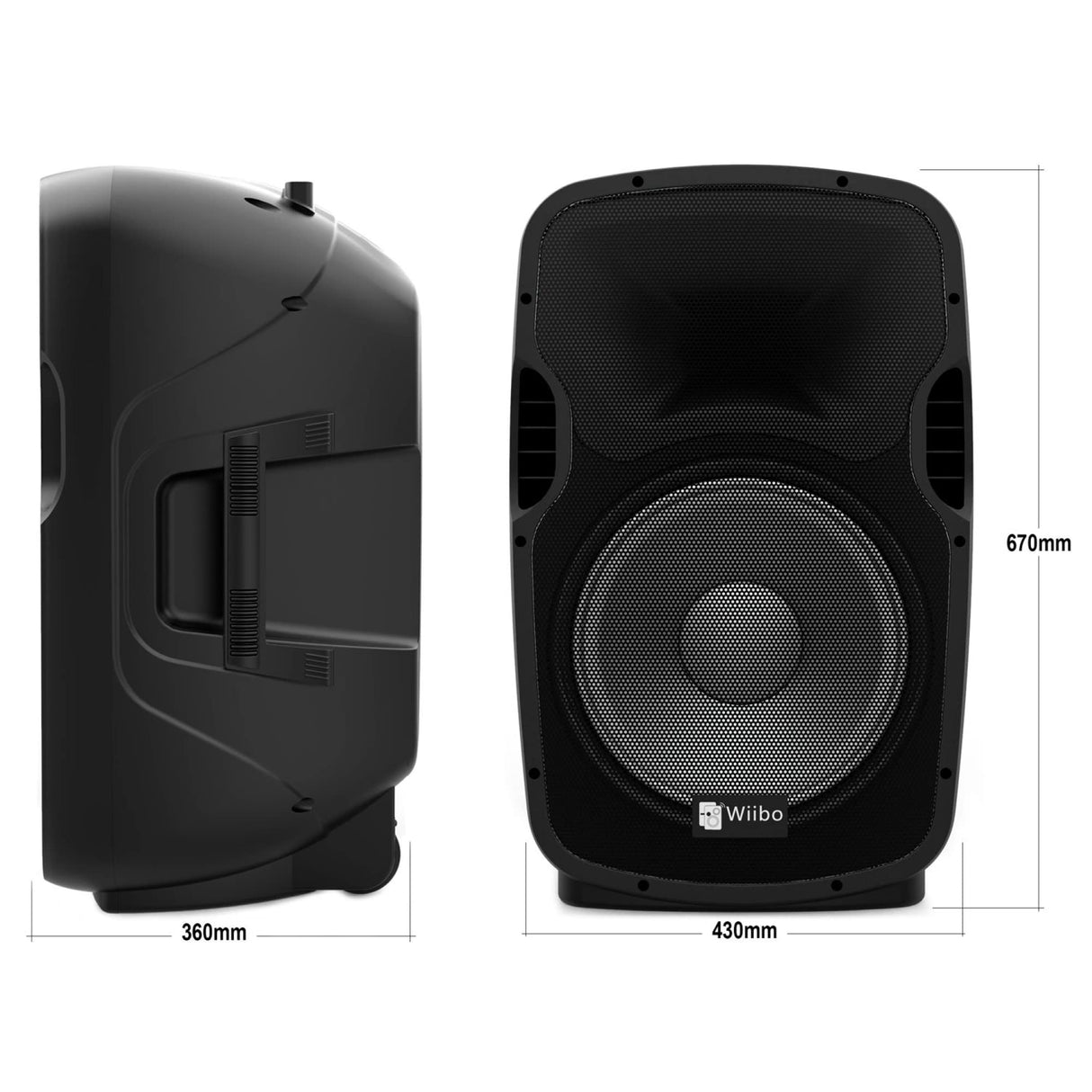 Wiibo Festa 15BT Altavoz Activo Profesional 15" 600W Pico Bluetooth + Soporte + Cable + Micrófono